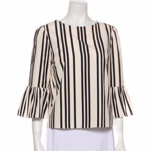 Alice + Olivia Striped Bateau Neckline Blouse